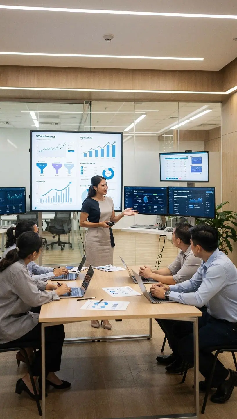 A close-up of a search engine results page showcasing high-ranking websites.